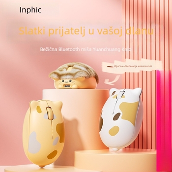 Optička bežična miša, dvostruki način Bluetooth i 2.4 GHz, 2400dpi, 4 tipke, USB prijemnik uključen, punjiva, ergonomska