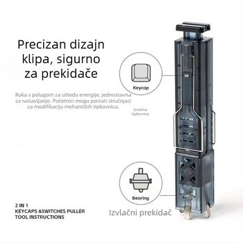 Dvostruki alat za vađenje osovina i tipki za čišćenje mehaničke tipkovnice