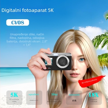 Selfie digitalna kamera 80MP CMOS, 5K video, 18x optički zum, prijenosni dualni zaslon, ručni način rada