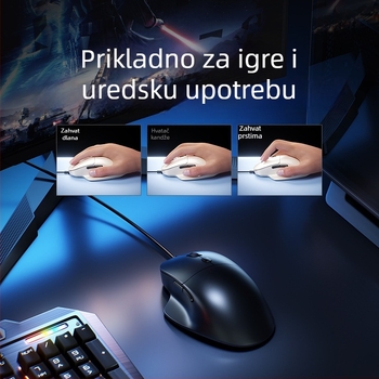 Tafiq Žičani USB miš, 1600 DPI, 4 tipke, optički senzor, ergonomski za stolno računalo