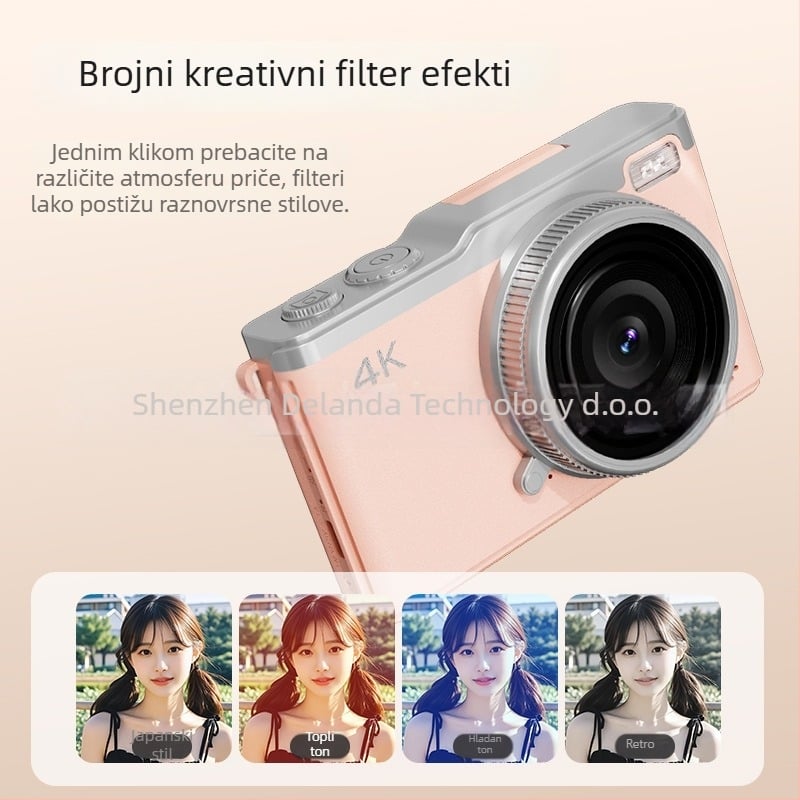 DELANDA D72 bezzrcalna kamera — 64 MP senzor, 2,4\" LCD zaslon, elektronička stabilizacija slike, fiksni objektiv, potpuno ručno upravljanje