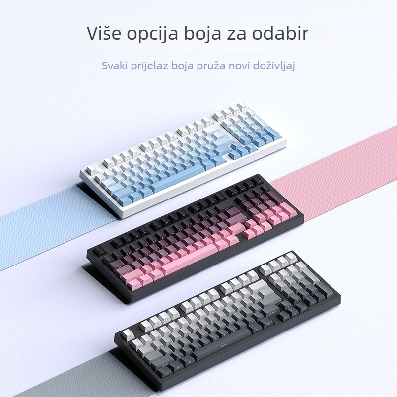 Gaming mehanička tipkovnica sa zelenim prekidačima, više od 98 tipki, žičana USB-C veza, RGB osvjetljenje