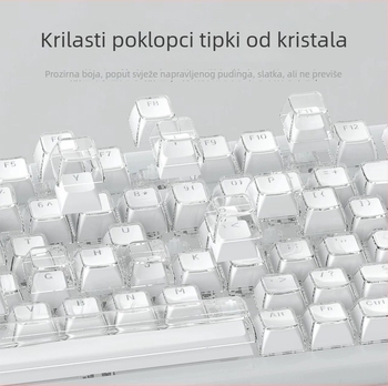 Mehanička tipkovnica s Cross-axis prekidačima | Prozirni gravirani PC keycaps, komplet od 136 tipki, žičano povezivanje, vodootpornost