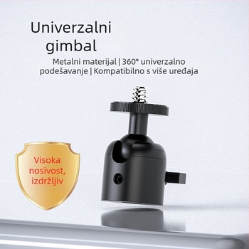 Sferni gimbal za stativ od aluminijskog legura – univerzalno kompatibilan s SLR fotoaparatom i projektorom, navoji, 360° horizontalno i vertikalno okretanje, težina 0,07 kg