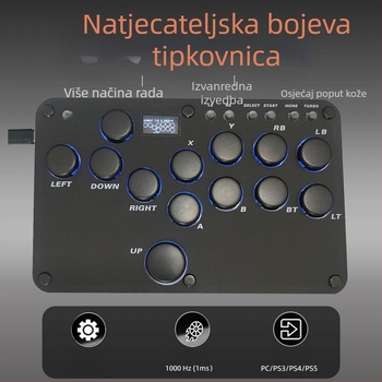 Hitbox 16-tipkovna kabelska akrilna borbena tipkovnica za PS4/PS5/Switch/PC/Android