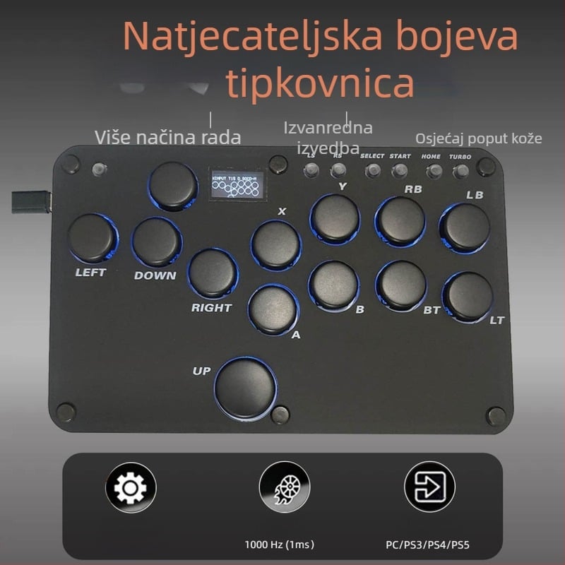 Hitbox 16-tipkovna kabelska akrilna borbena tipkovnica za PS4/PS5/Switch/PC/Android