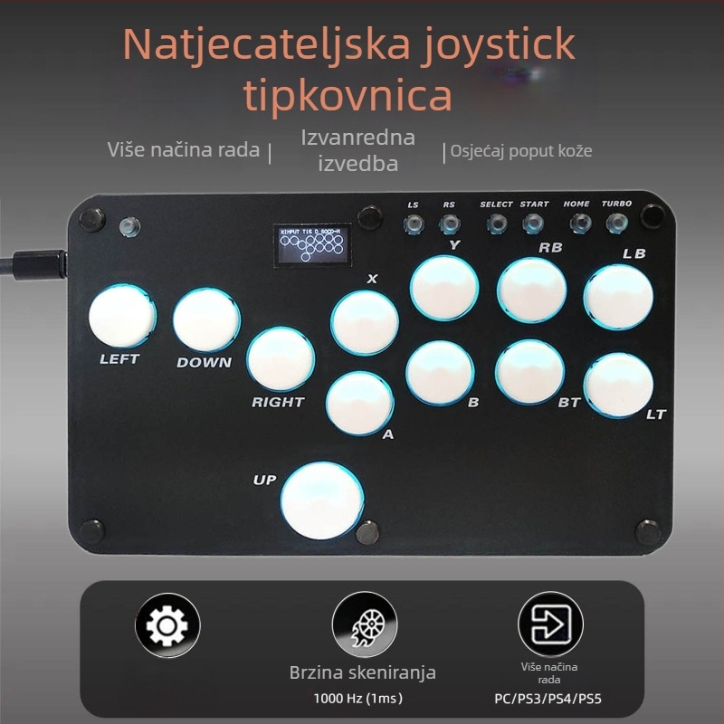 Hitbox 16-tipkovna kabelska akrilna borbena tipkovnica za PS4/PS5/Switch/PC/Android