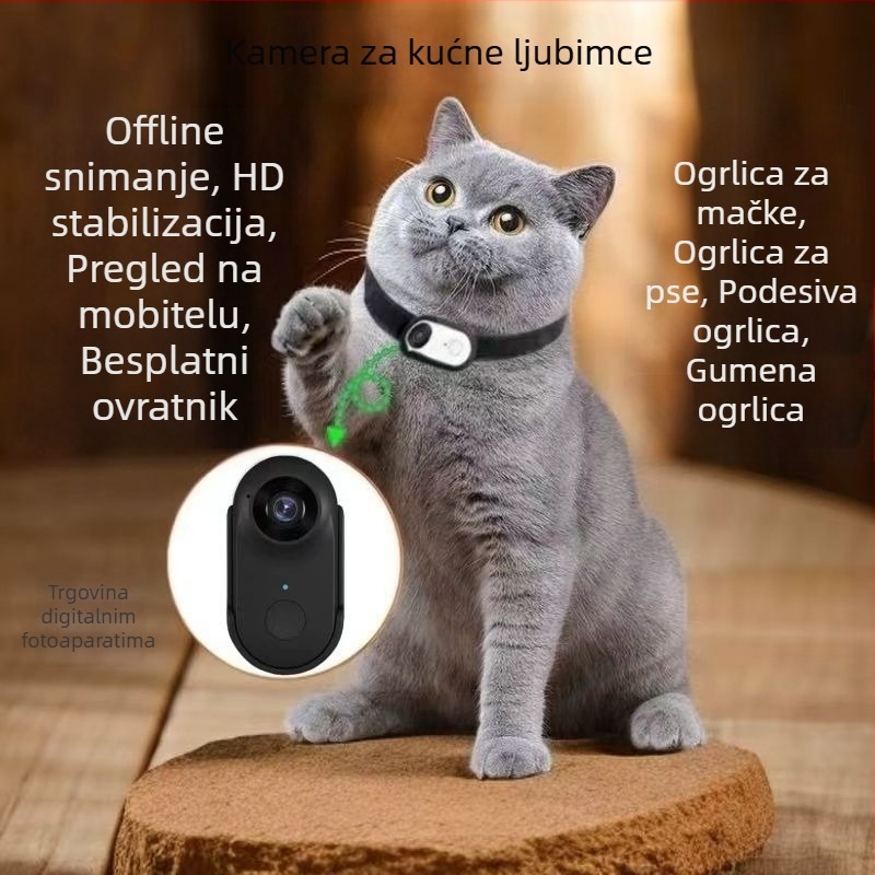 Kamera za kaiš za kućne ljubimce – mini kamera veličine palca, HD akcijska kamera za vožnju biciklom i snimanje ljubimaca