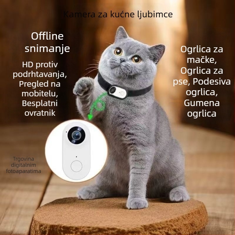 Kamera za kaiš za kućne ljubimce – mini kamera veličine palca, HD akcijska kamera za vožnju biciklom i snimanje ljubimaca