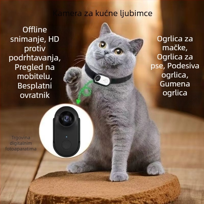 Kamera za kaiš za kućne ljubimce – mini kamera veličine palca, HD akcijska kamera za vožnju biciklom i snimanje ljubimaca