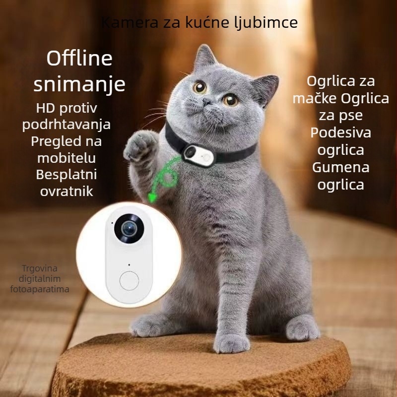 Kamera za kaiš za kućne ljubimce – mini kamera veličine palca, HD akcijska kamera za vožnju biciklom i snimanje ljubimaca