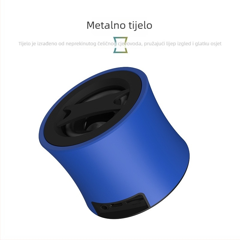 Mini Bluetooth zvučnik s metalnim kućištem, Bluetooth 5.0, 5W, ugrađena baterija 500-800 mAh, frekvencijski domet 100 Hz-20 kHz, SNR ≥95 dB