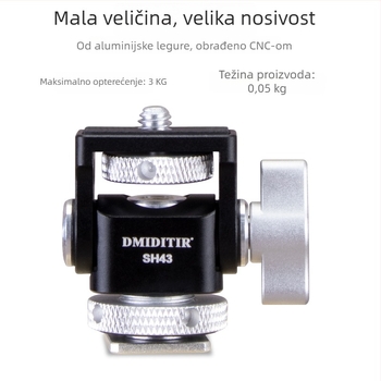 SH43 Podesivi amortizacijski gimball s brzim otpuštanjem za horizontalno 360° i vertikalno 90° snimanje – univerzalni aluminijski legura, 0.05 kg, ručna instalacija, za fotoaparat, bez ogledala i telefon
