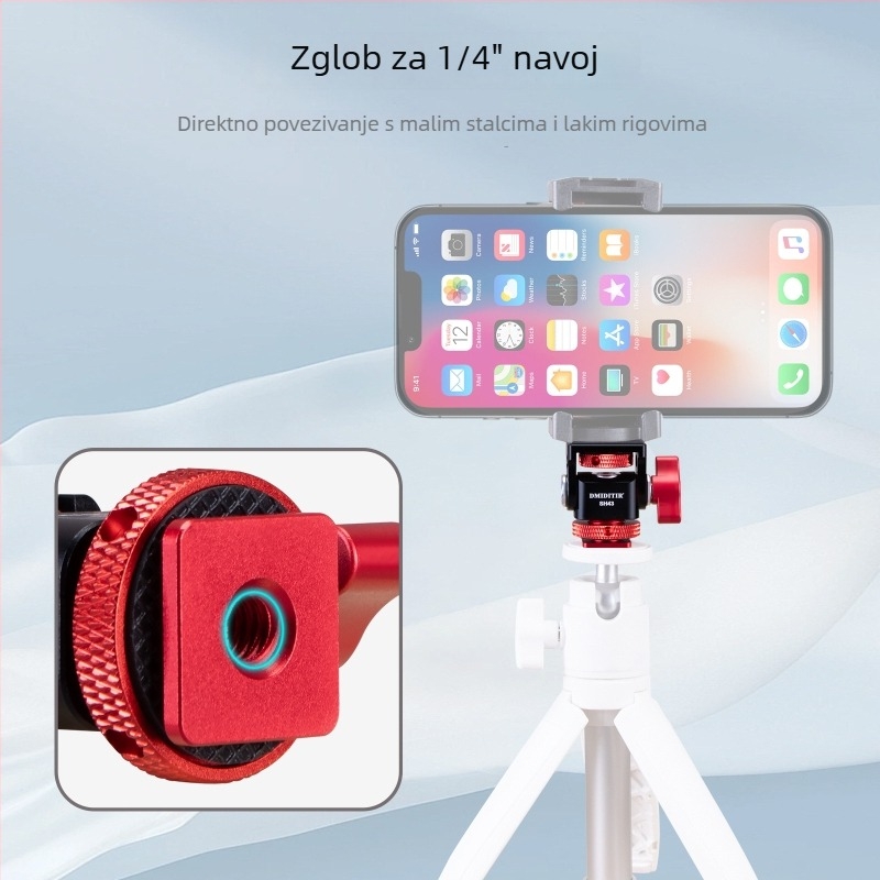 SH43 Podesivi amortizacijski gimball s brzim otpuštanjem za horizontalno 360° i vertikalno 90° snimanje – univerzalni aluminijski legura, 0.05 kg, ručna instalacija, za fotoaparat, bez ogledala i telefon