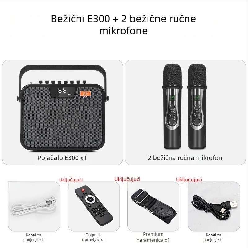 Vanjski Bluetooth zvučnik, prenosni, 60W, Bluetooth 5.0, ugrađena baterija 6000mAh, domet do 15 m, frekvencijski raspon 80 Hz–18 kHz