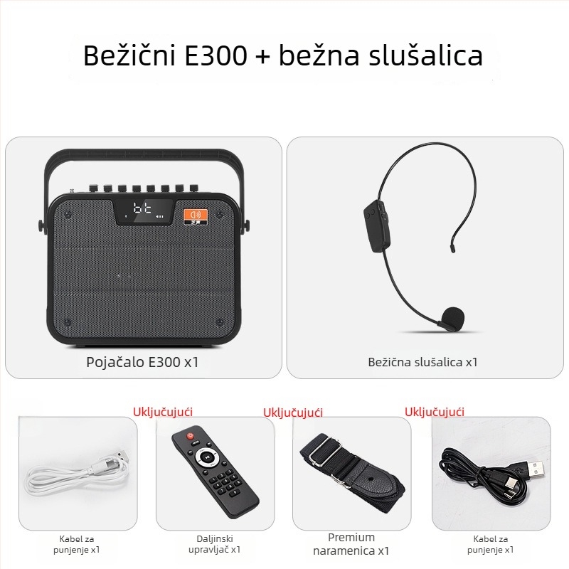 Vanjski Bluetooth zvučnik, prenosni, 60W, Bluetooth 5.0, ugrađena baterija 6000mAh, domet do 15 m, frekvencijski raspon 80 Hz–18 kHz
