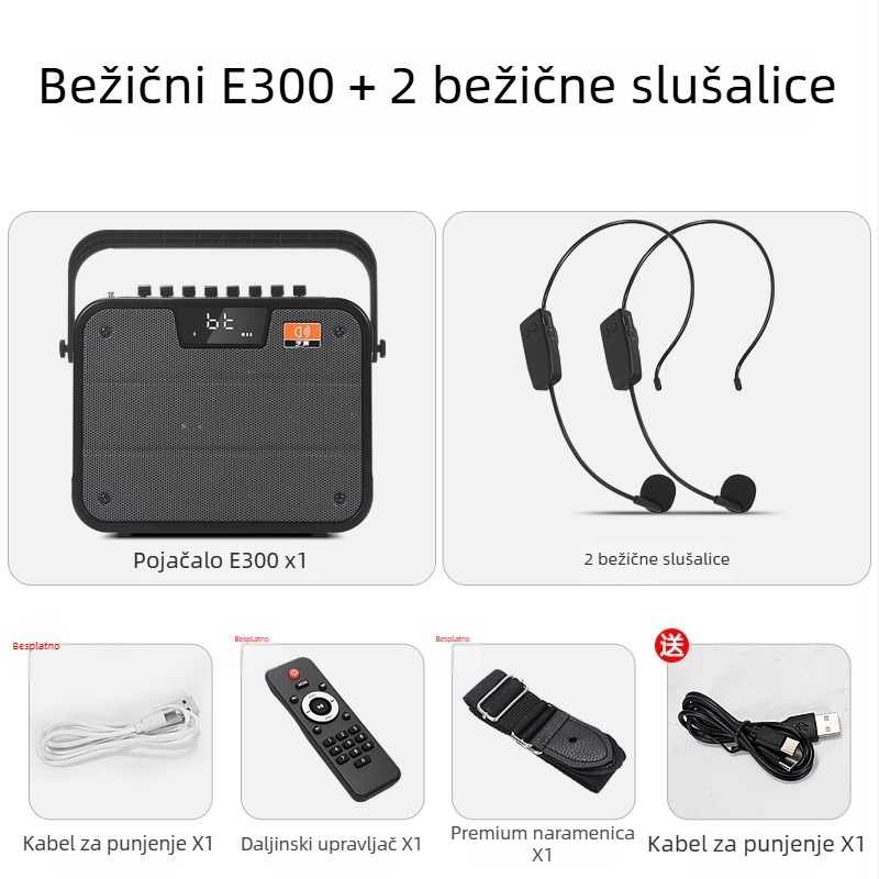 Vanjski Bluetooth zvučnik, prenosni, 60W, Bluetooth 5.0, ugrađena baterija 6000mAh, domet do 15 m, frekvencijski raspon 80 Hz–18 kHz