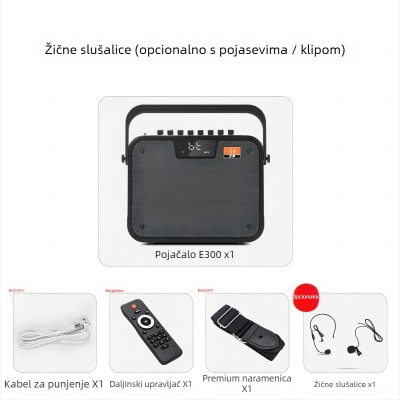 Vanjski Bluetooth zvučnik, prenosni, 60W, Bluetooth 5.0, ugrađena baterija 6000mAh, domet do 15 m, frekvencijski raspon 80 Hz–18 kHz