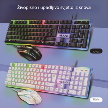 Kablovski set tipkovnice i miša (104 tipki, USB sučelje, membranska tipkovnica, višebojno pozadinsko osvjetljenje)