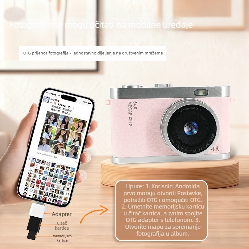 Dječja kamera s dvostrukim fotoaparatom, model Y03s, 1–5 MP, TF kartica, trajanje baterije 3–5 sati, snimanje videa, fotografiranje, filtr, ispis fotografija