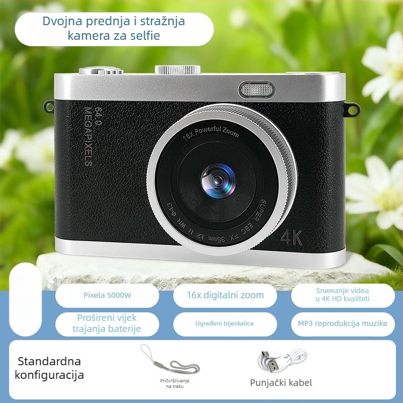 Dječja kamera s dvostrukim fotoaparatom, model Y03s, 1–5 MP, TF kartica, trajanje baterije 3–5 sati, snimanje videa, fotografiranje, filtr, ispis fotografija