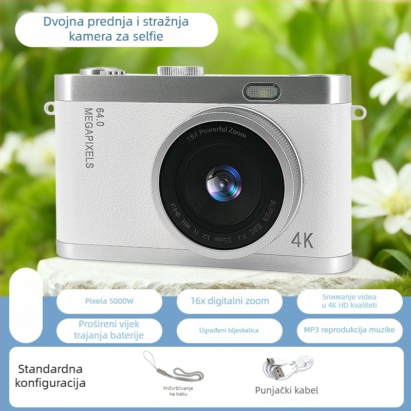 Dječja kamera s dvostrukim fotoaparatom, model Y03s, 1–5 MP, TF kartica, trajanje baterije 3–5 sati, snimanje videa, fotografiranje, filtr, ispis fotografija