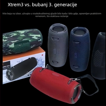 Xtreme3 War Drum 3. generacije Bluetooth zvučnik za vanjsku upotrebu, prijenosni, s microSD karticom i subwooferom