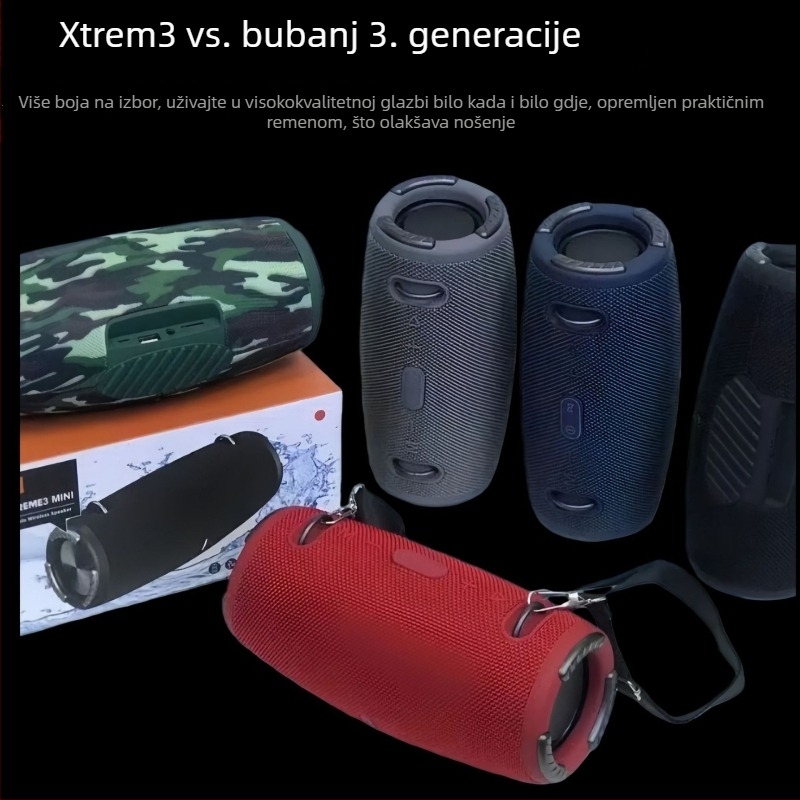 Xtreme3 War Drum 3. generacije Bluetooth zvučnik za vanjsku upotrebu, prijenosni, s microSD karticom i subwooferom