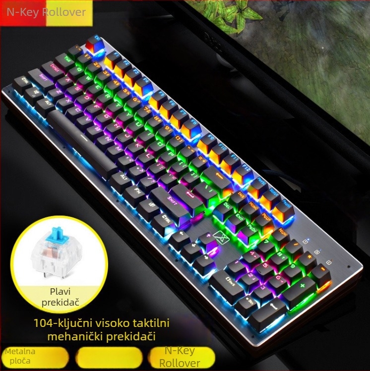 ViewSonic KU520 gaming tipkovnica s 104 tipkama, žično povezivanje, mehanički prekidači, RGB pozadinsko osvjetljenje, vodootporna