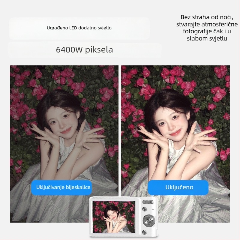 NCNPccd digitalni fotoaparat s 64 MP senzorom, 16x optičkim zoomom, fiksni objektiv, optička stabilizacija slike – HD putna kamera