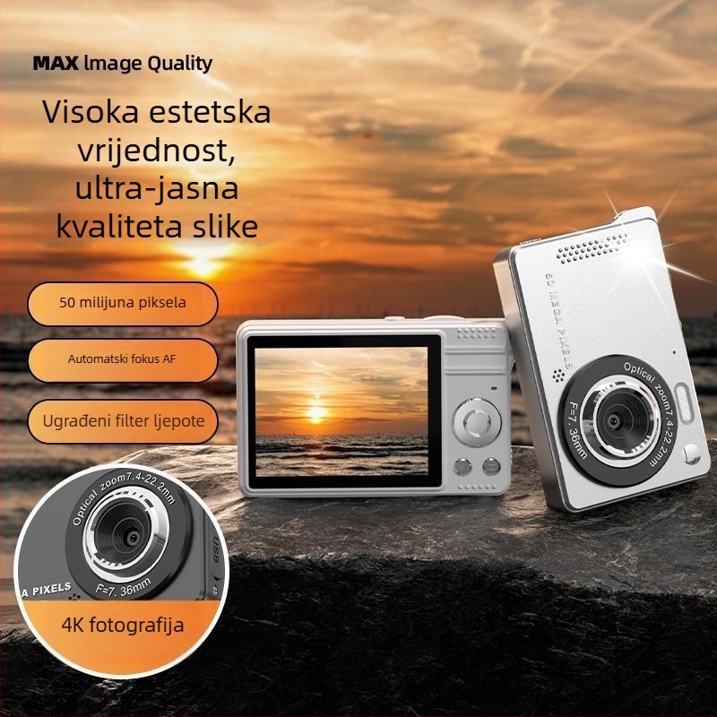 Retro CCD digitalni fotoaparat za učenike – prijenosni kampus fotoaparat s CCD senzorom, bez optičkog zooma, bez stabilizacije slike