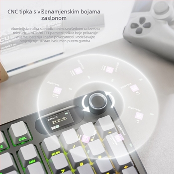 Attack Shark X98Pro mehanička tipkovnica s RGB pozadinskim osvjetljenjem, tri načina povezivanja (žično/Bluetooth/bežično), više od 98 tipki, Blueberry prekidači, ABS kućište