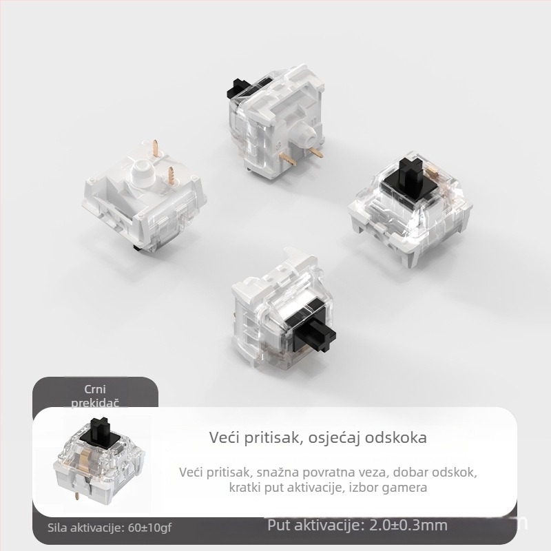 Dagk univerzalno tijelo prekidača za mehaničku tipkovnicu (zelena/crvena/smeđa/crna os, 3-pin, DIY kompatibilno, plastično kućište)
