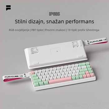 Furycube IP68S žičana membranska tipkovnica s 68 tipkama, RGB podsvjetljenje, za ured i igranje