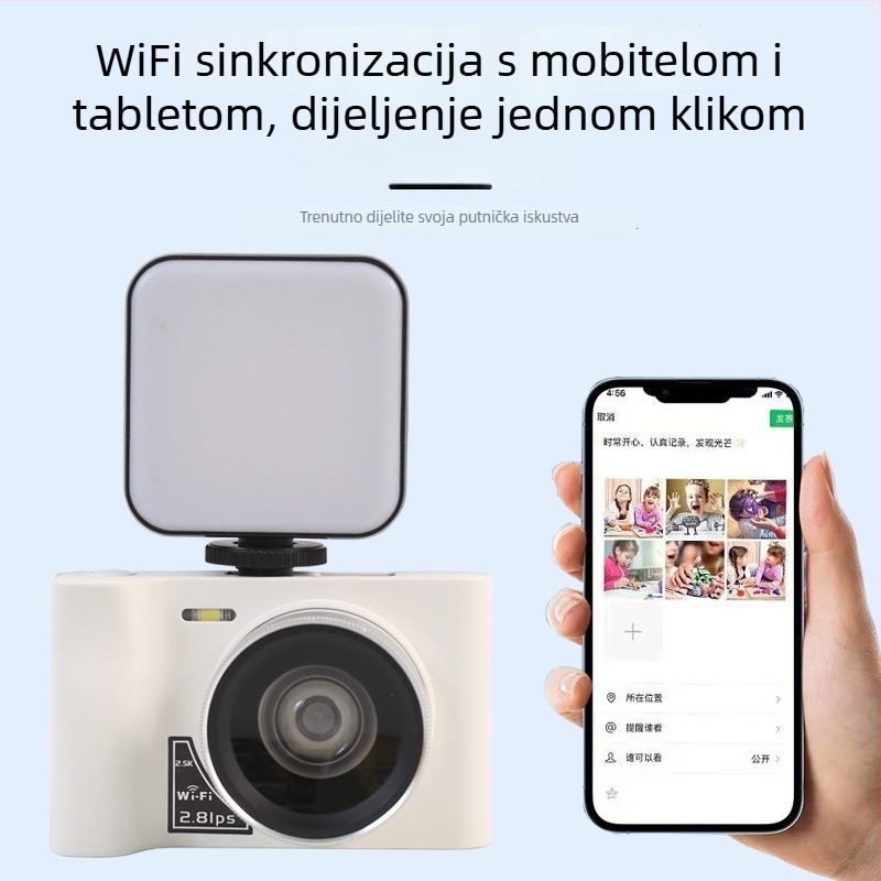 DC16 Digitalni fotoaparat sa širokokutnim periskopskim objektivom, CMOS senzor 1/2.5 inča, 24MP+, 16x digitalni zoom, vanjsko svjetlo za osvjetljenje