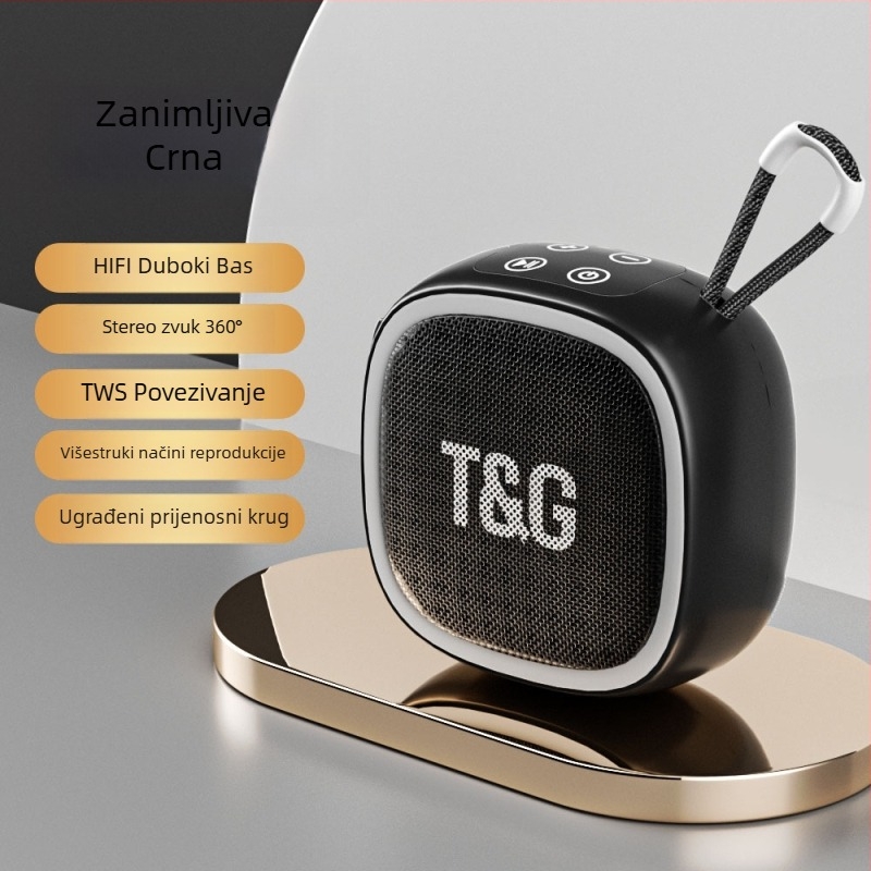 Mini Bluetooth zvučnik s utorom za karticu, Bluetooth 5.0, IPX7 vodootporan, ugrađena baterija 500–800 mAh, frekvencijski odziv 100 Hz–20 kHz, SNR ≥70 dB