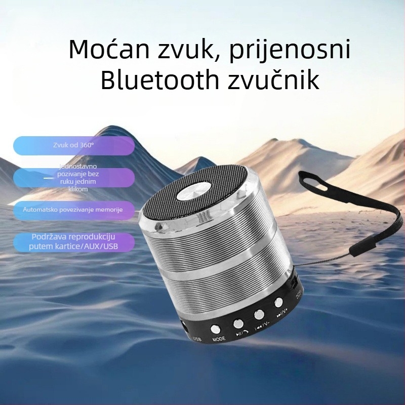 WS-887 Prijenosni Bluetooth zvučnik s ugrađenom baterijom, snažan bas, 5 W, domet 10 m
