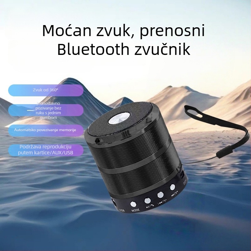 WS-887 Prijenosni Bluetooth zvučnik s ugrađenom baterijom, snažan bas, 5 W, domet 10 m
