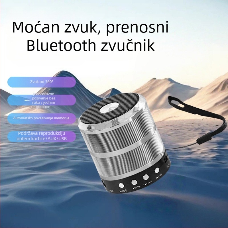 WS-887 Prijenosni Bluetooth zvučnik s ugrađenom baterijom, snažan bas, 5 W, domet 10 m