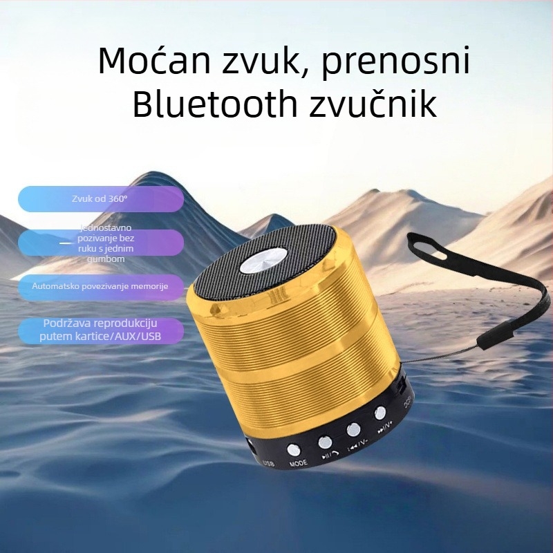 WS-887 Prijenosni Bluetooth zvučnik s ugrađenom baterijom, snažan bas, 5 W, domet 10 m