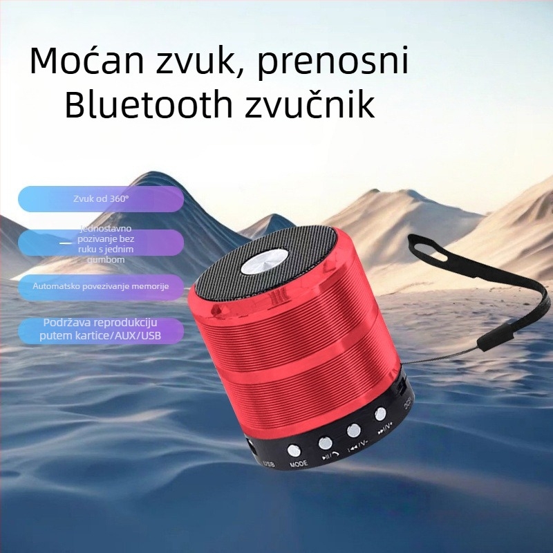 WS-887 Prijenosni Bluetooth zvučnik s ugrađenom baterijom, snažan bas, 5 W, domet 10 m