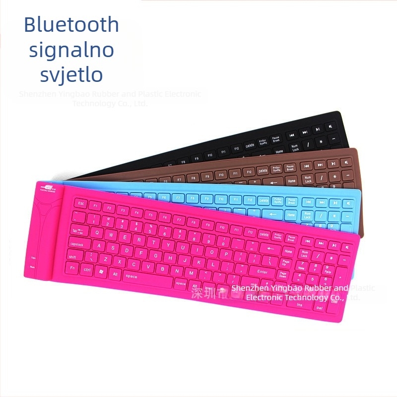 Bluetooth sklopiva silikonska tipkovnica, tihi bežični, vodootporna i otporna na prašinu, 108 tipki, model YB-108