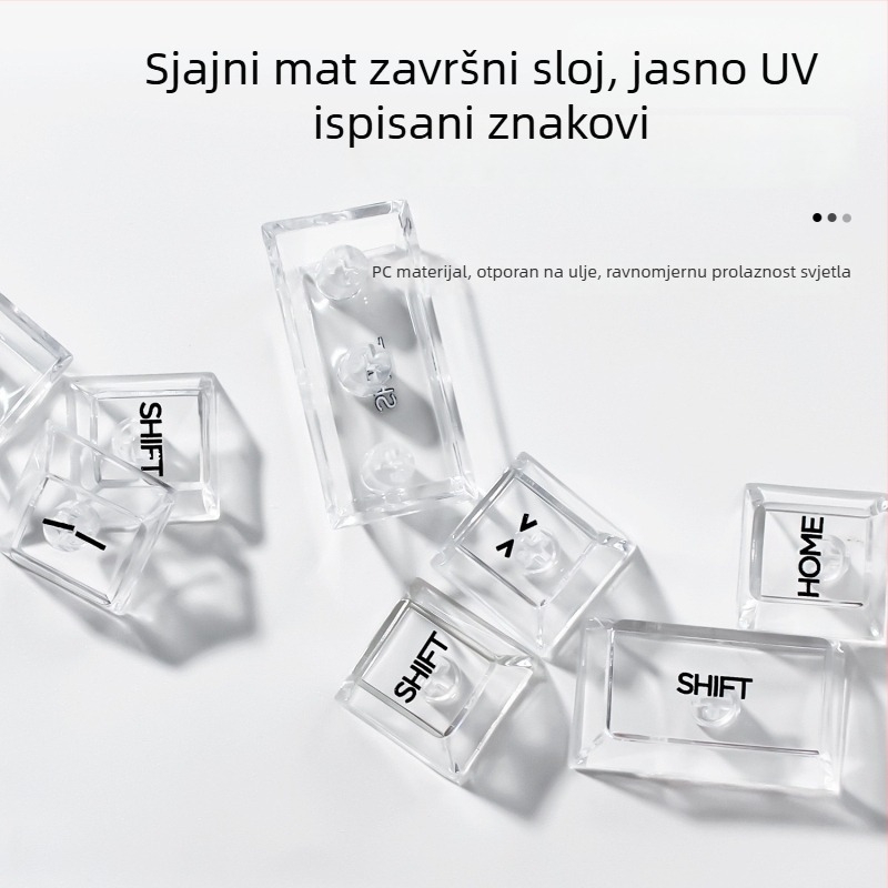 132-tipke kapice za mehaničku tipkovnicu, potpuno prozirne, DIY prilagodba, PC plast, bočna gravura