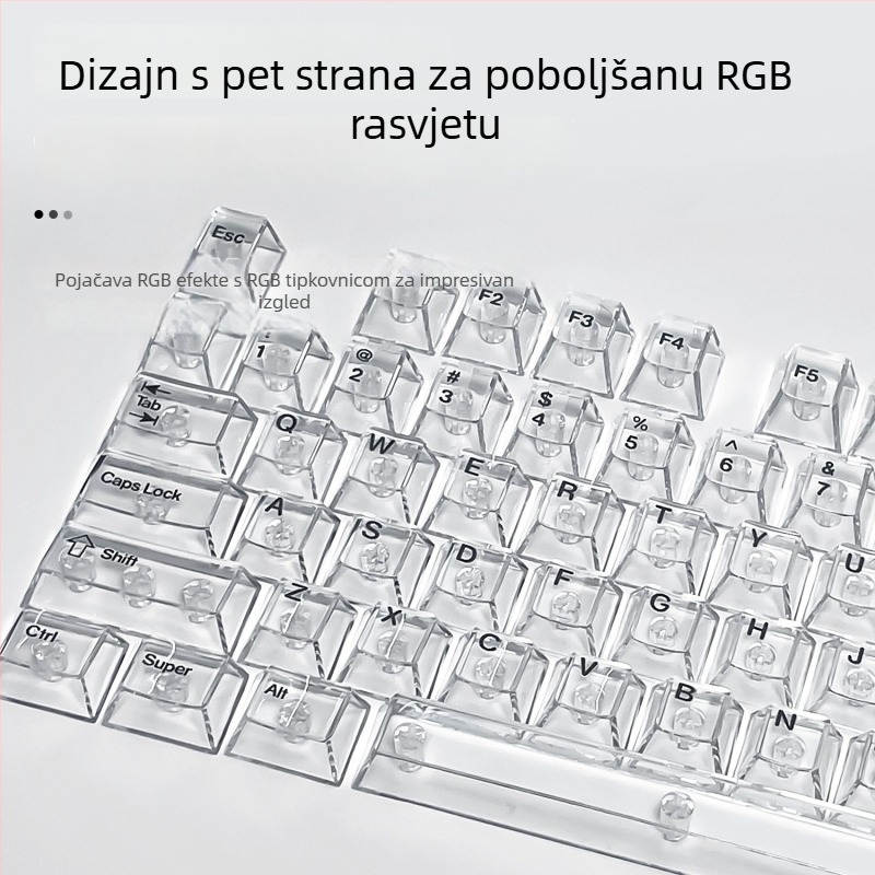 132-tipke kapice za mehaničku tipkovnicu, potpuno prozirne, DIY prilagodba, PC plast, bočna gravura