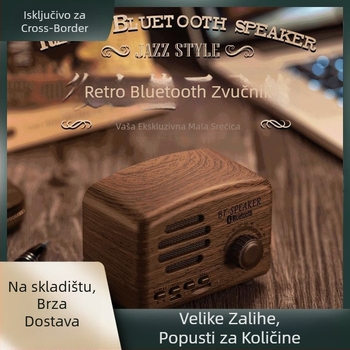 BT01 Kreativni retro Bluetooth zvučnik s drvenim uzorkom, ugrađena baterija 300–500 mAh, izlazna snaga 5 W, Bluetooth 2.1, frekvencijski opseg 100 Hz–20 kHz, SNR ≥75 dB.
