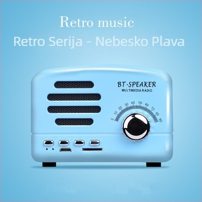 BT01 Kreativni retro Bluetooth zvučnik s drvenim uzorkom, ugrađena baterija 300–500 mAh, izlazna snaga 5 W, Bluetooth 2.1, frekvencijski opseg 100 Hz–20 kHz, SNR ≥75 dB.