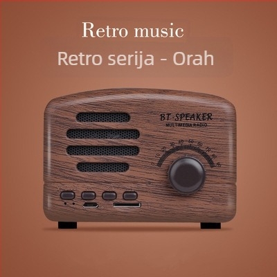 BT01 Kreativni retro Bluetooth zvučnik s drvenim uzorkom, ugrađena baterija 300–500 mAh, izlazna snaga 5 W, Bluetooth 2.1, frekvencijski opseg 100 Hz–20 kHz, SNR ≥75 dB.
