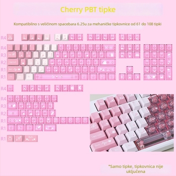 PBT keycaps Cherry profil za mehaničku tipkovnicu, dye-sublimation na PC, 150 tipki, podrška prilagodbi