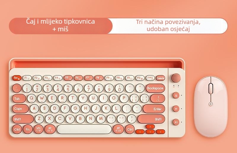 Bežična Bluetooth tipkovnica s dvostrukim režimom, 87 tipki, ABS konstrukcija, Bluetooth + 2,4G, bez pozadinskog osvjetljenja