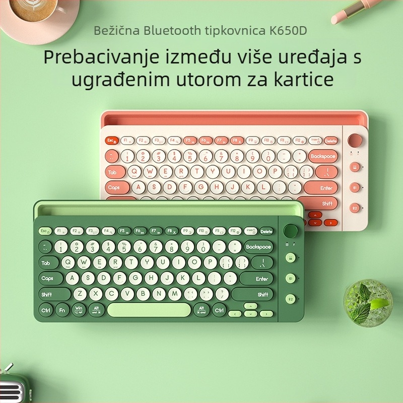 Bežična Bluetooth tipkovnica s dvostrukim režimom, 87 tipki, ABS konstrukcija, Bluetooth + 2,4G, bez pozadinskog osvjetljenja